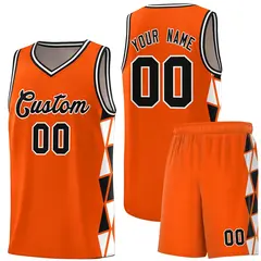 Orange Black-White Triangle Splicing Basketball Jersey 1