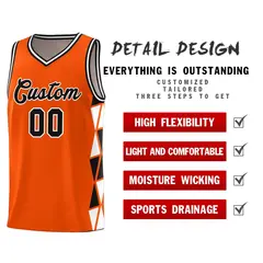 Orange Black-White Triangle Splicing Basketball Jersey 4