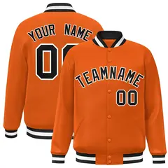 Orange Black-White Varsity Full-Snap Letterman Jacket 1