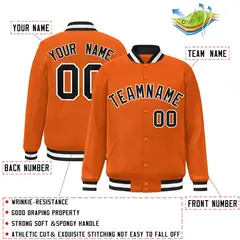 Orange Black-White Varsity Full-Snap Letterman Jacket 2