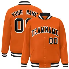 Orange Black-White Varsity Full-Snap Letterman Jacket 1