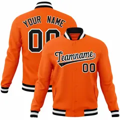 Orange Black-White Varsity Full-Snap Letterman Jacket