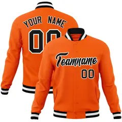 Orange Black-White Varsity Full-Snap Letterman Jacket 1
