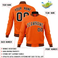 Orange Black-White Varsity Full-Snap Letterman Jacket 4