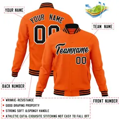 Orange Black-White Varsity Full-Snap Letterman Jacket 4