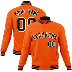 Orange Black-White Varsity Full-Snap Letterman Jacket 1