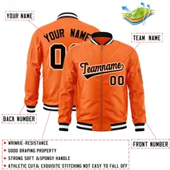 Orange Black-White Varsity Full-Zip Letterman Bomber Jacket 2