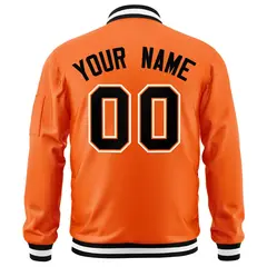 Orange Black-White Varsity Full-Zip Letterman Bomber Jacket 4