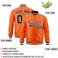 Orange Black-White Varsity Full-Zip Letterman Bomber Jacket 2