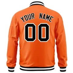 Orange Black-White Varsity Full-Zip Letterman Bomber Jacket 4