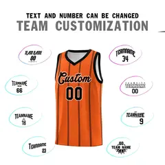 Orange Black White Vertical Stripes Basketball Jersey Set 4