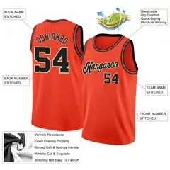 Orange Black-Yellow Classic Basketball Jersey 2