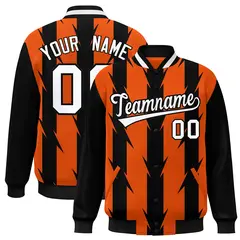 Orange Blade Pattern Raglan Varsity Letterman Baseball Jacket