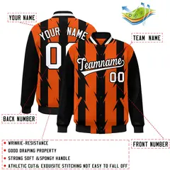 Orange Blade Pattern Raglan Varsity Letterman Baseball Jacket 2