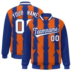 Orange Blade Pattern Raglan Varsity Letterman Baseball Jacket