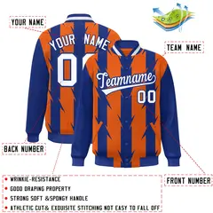 Orange Blade Pattern Raglan Varsity Letterman Baseball Jacket 2