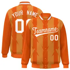 Orange Blade Pattern Raglan Varsity Letterman Baseball Jacket 1