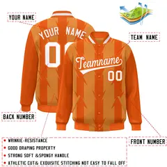 Orange Blade Pattern Raglan Varsity Letterman Baseball Jacket 2