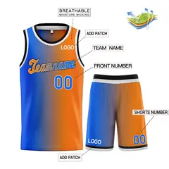 Orange Blue Gradient Fashion Sets Basketball Jersey 3