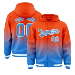 Orange Blue Gradient Letterman Varsity Jacket Hoodie 1
