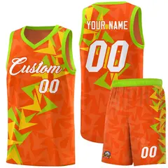 Orange Boomerang Pattern Basketball Jersey 1