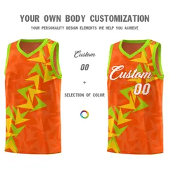 Orange Boomerang Pattern Basketball Jersey 3