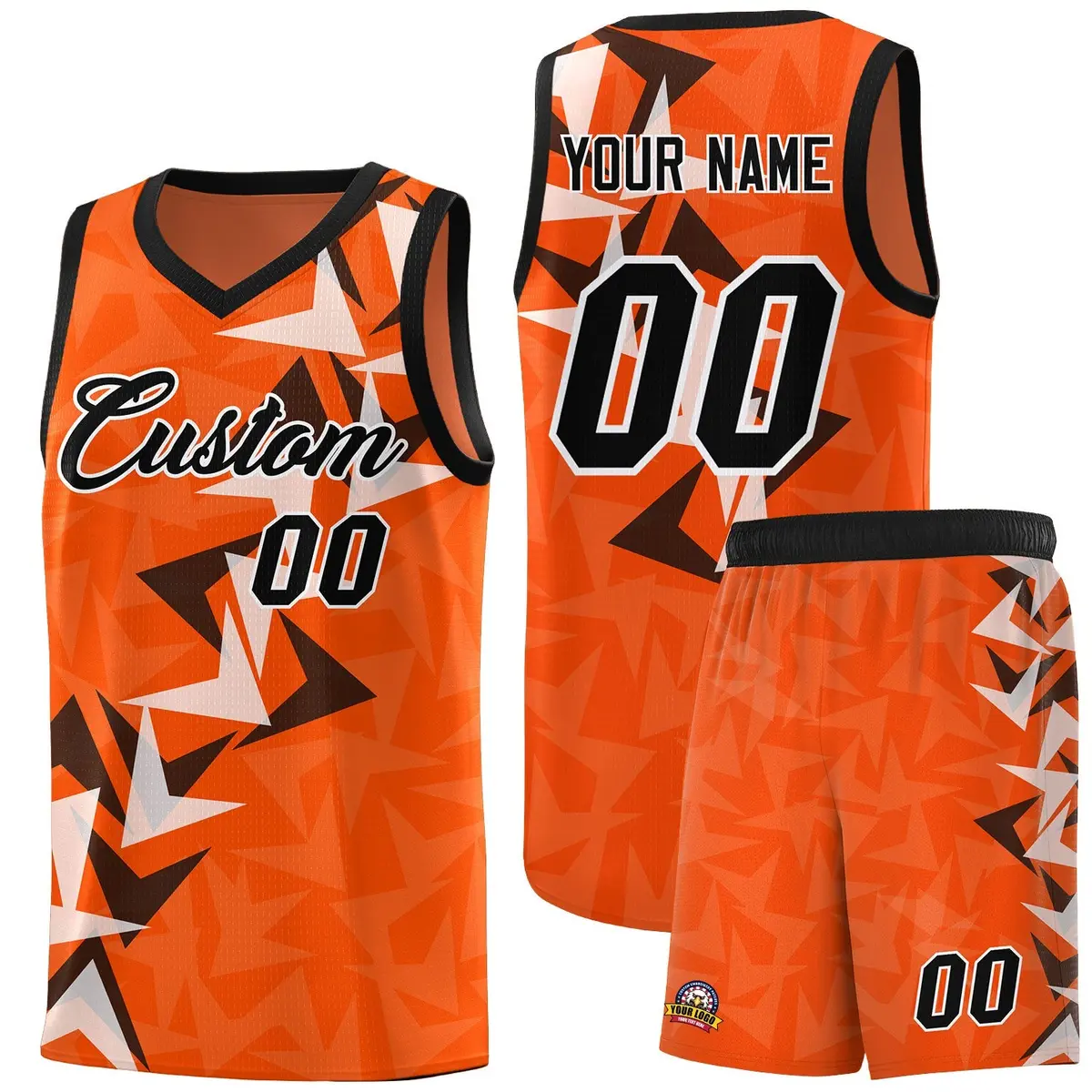 Orange Boomerang Pattern Basketball Jersey