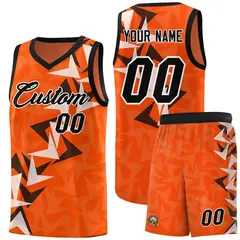 Orange Boomerang Pattern Basketball Jersey 1
