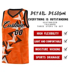 Orange Boomerang Pattern Basketball Jersey 2
