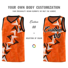 Orange Boomerang Pattern Basketball Jersey 3