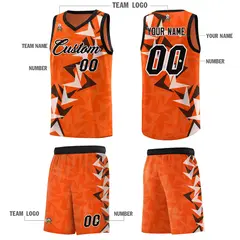 Orange Boomerang Pattern Basketball Jersey 5