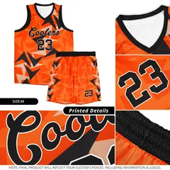 Orange Boomerang Pattern Basketball Jersey 6
