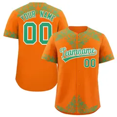 Orange Bright Green Baroque Style Baseball Jersey
