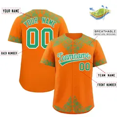 Orange Bright Green Baroque Style Baseball Jersey 2