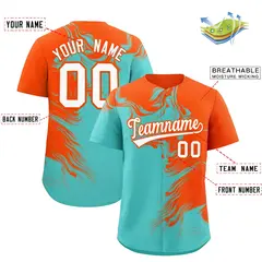 Orange Bright Green Ink Pattern Authentic Baseball Jersey 2