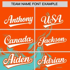 Orange Bright Green Ink Pattern Authentic Baseball Jersey 3