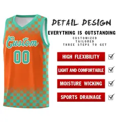 Orange Bright Green Plaid Basketball Jersey for Teams 2