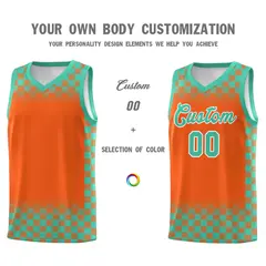 Orange Bright Green Plaid Basketball Jersey for Teams 3