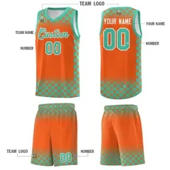 Orange Bright Green Plaid Basketball Jersey for Teams 5