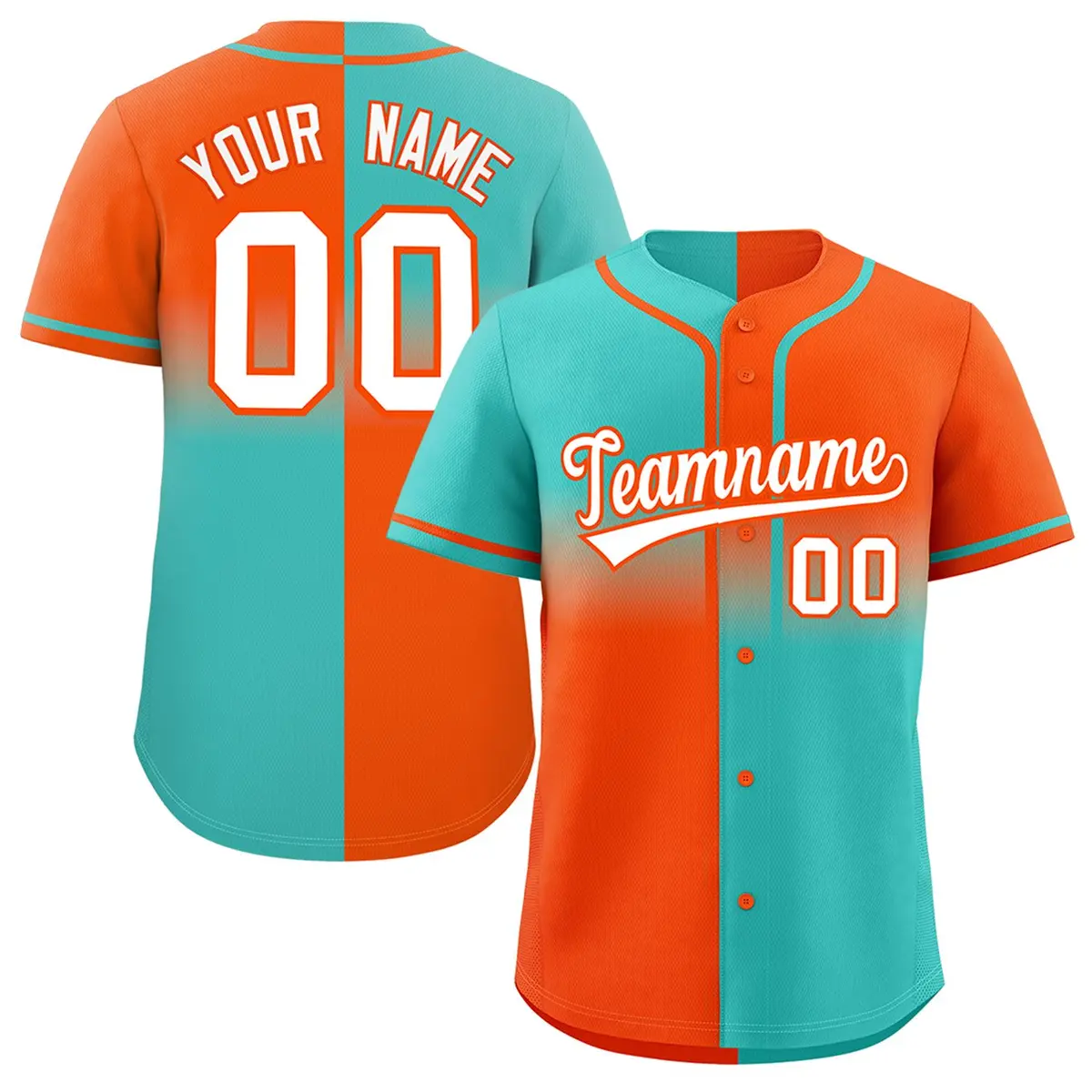 Orange Bright Green Symmetrical Gradient Baseball Jersey