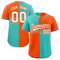 Orange Bright Green Symmetrical Gradient Baseball Jersey