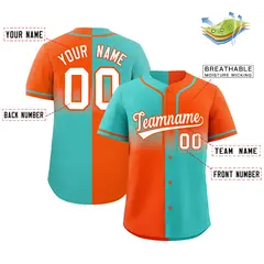 Orange Bright Green Symmetrical Gradient Baseball Jersey 2
