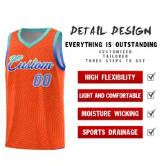 Orange Bright Green Wave Pattern Basketball Jersey 2