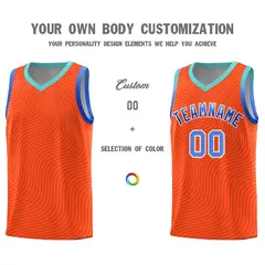 Orange Bright Green Wave Pattern Basketball Jersey 3