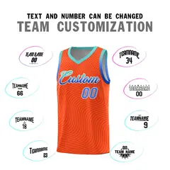 Orange Bright Green Wave Pattern Basketball Jersey 4