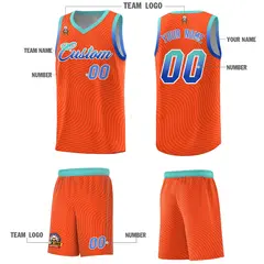 Orange Bright Green Wave Pattern Basketball Jersey 5