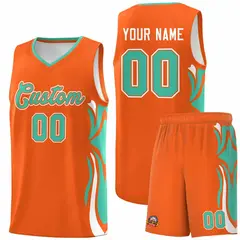 Orange Bright Green White Graffiti Side Curve Basketball Jersey Sets