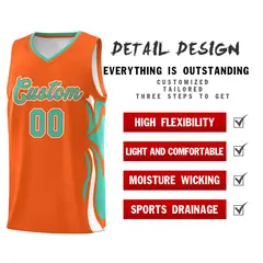 Orange Bright Green White Graffiti Side Curve Basketball Jersey Sets 2