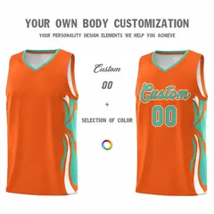 Orange Bright Green White Graffiti Side Curve Basketball Jersey Sets 3
