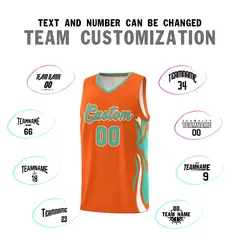 Orange Bright Green White Graffiti Side Curve Basketball Jersey Sets 4